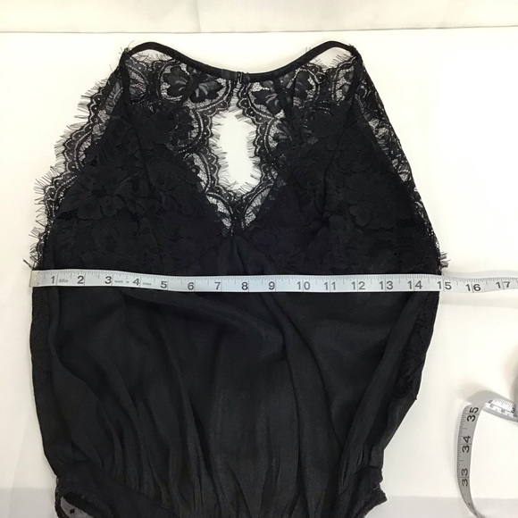 Free People Melrose Black Lace V-Neck Bodysuit Open Back Sexy Sheer Size S - Picture 10 of 12